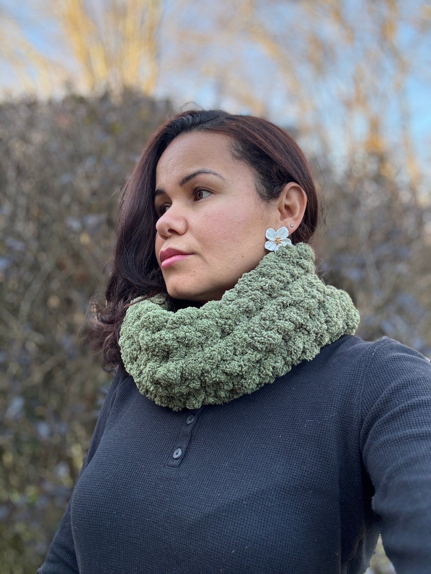 Chunky Hand-Knit Cowl Scarf- Made To Order
