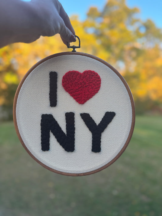 I ❤️ NY Punch Needle Wall Art – Handmade Embroidery Hoop Decor