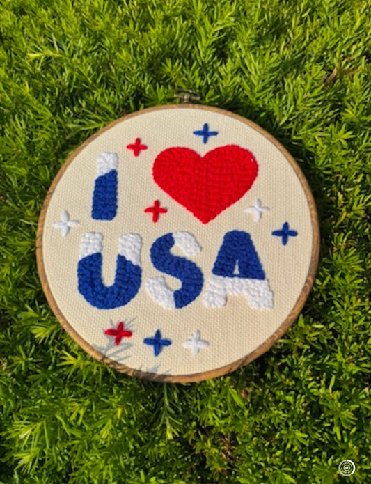 “I ❤️ USA Punch Needle Wall Art