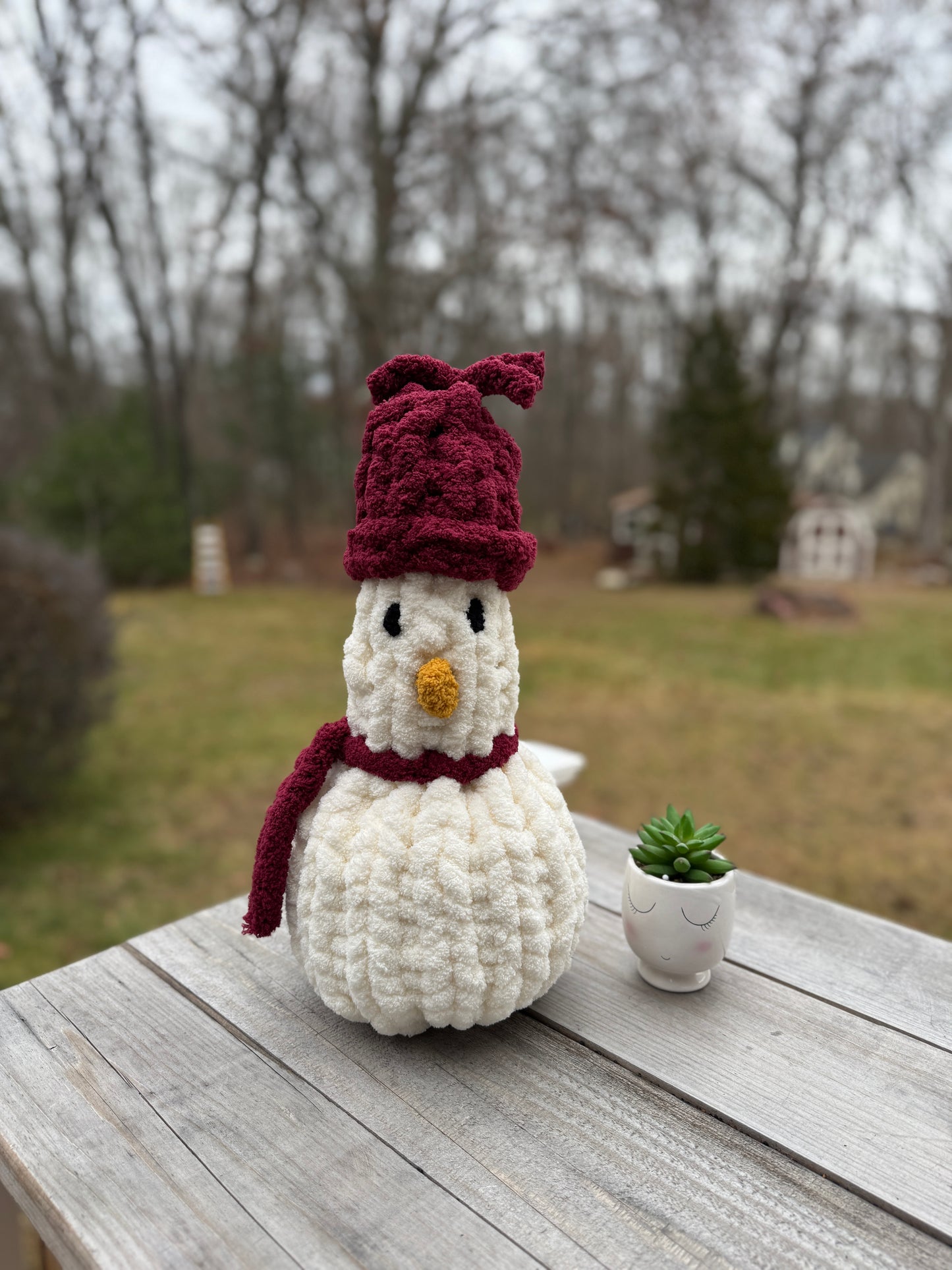 Handmade Chunky Yarn Snowman / Made To Order