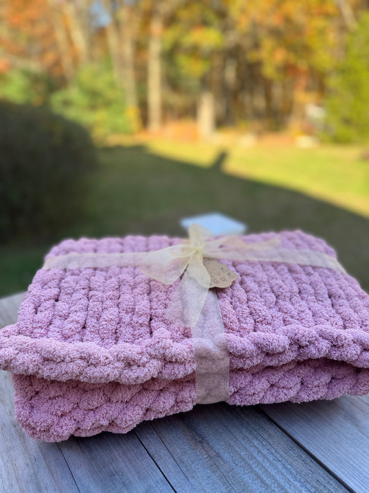 Soft Hand-Knit Baby Blanket with Plush Octopus