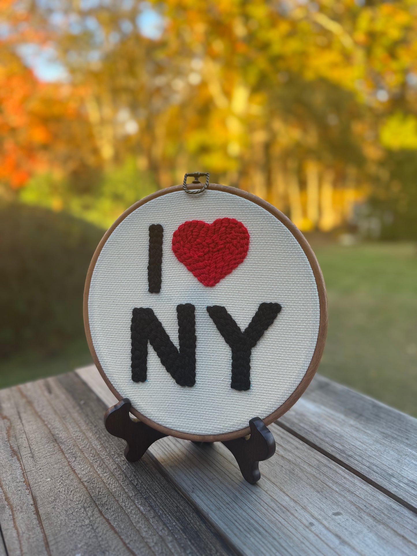I ❤️ NY Punch Needle Wall Art – Handmade Embroidery Hoop Decor