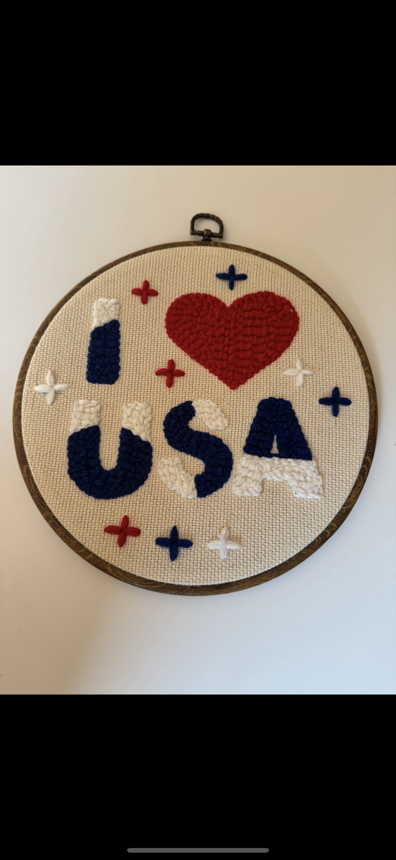 “I ❤️ USA Punch Needle Wall Art