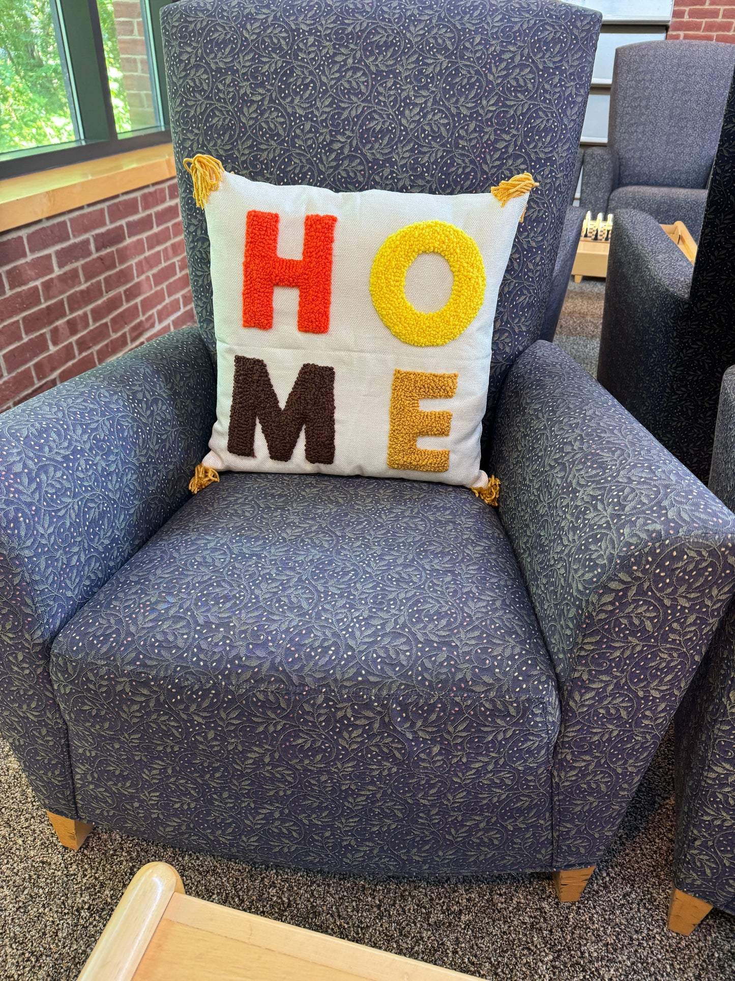 Handmade Punch Needle HOME Pillow with Tassels - Fall colors Decorative Cushion